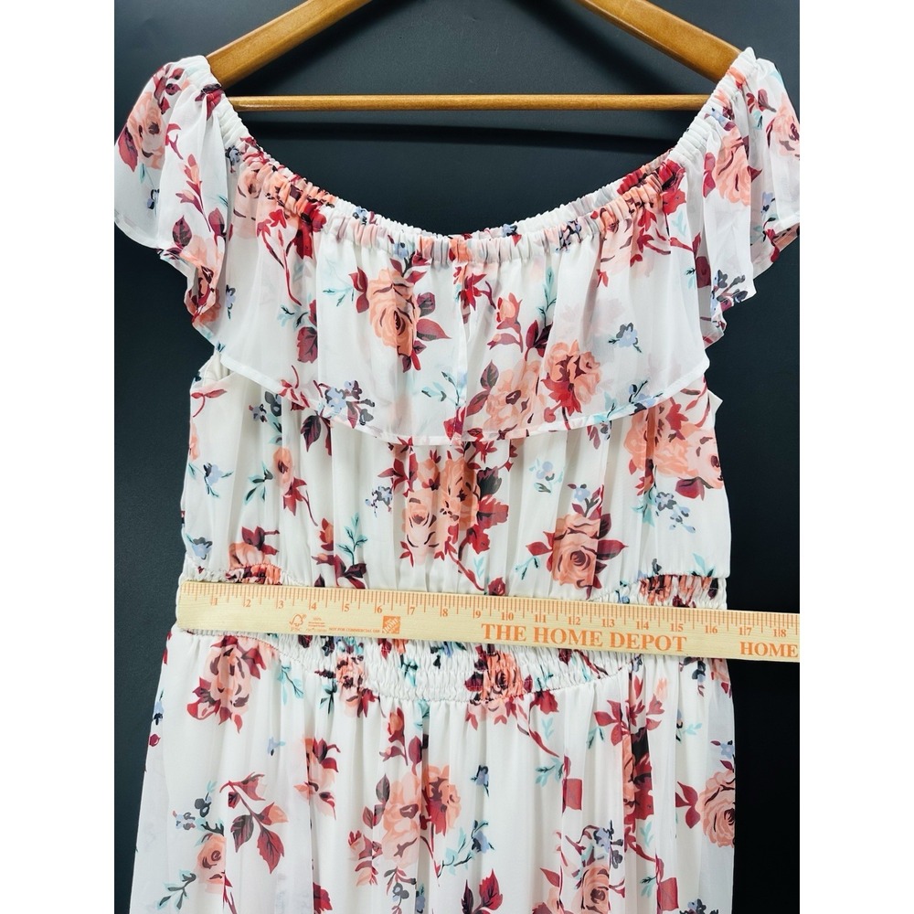 Lane Bryant Floral Off Shoulder Maxi Dress Pink White Plus 18 Cottagecore AB09 - Picture 5 of 10